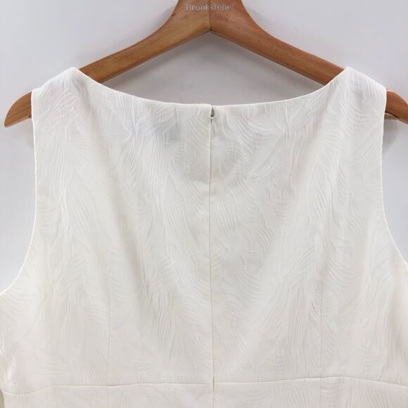 Kasper Textured Leaf Jacquard‎ Embroid Vanilla Ice Dress 16 - Picture 9 of 11